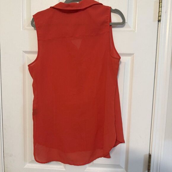Attention Red & Orange Sleeveless Button-Up Top – Size Large, EUC, Lightweight - Picture 2 of 3